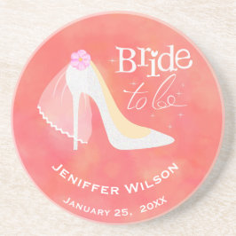 ピンク赤面ホワイトブライドへブライダルシャワー コースター