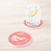ピンク赤面ホワイトブライドへブライダルシャワー コースター (側面)
