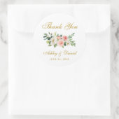 ピンク赤面ホワイト金ゴールド結婚フローラサンキュー ラウンドシール (バッグ)