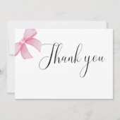 ピンク赤面ボウブライダルシャワーサンキューカード 案内状 (正面)
