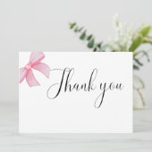 ピンク赤面ボウブライダルシャワーサンキューカード 案内状 (スタンド正面)