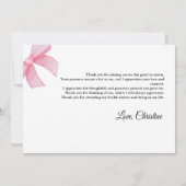 ピンク赤面ボウブライダルシャワーサンキューカード 案内状 (裏面)