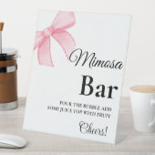 ピンク赤面ボウブライダルシャワーミモサバー標識 台座サイン (インサイチュ)