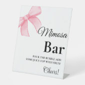 ピンク赤面ボウブライダルシャワーミモサバー標識 台座サイン (正面)