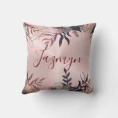 ピンク赤面ボタニカルパーソナライズされた クッション (裏面)