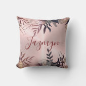 ピンク赤面ボタニカルパーソナライズされた クッション (正面)