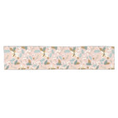 ピンク赤面ポインセチア冬クリスマス休日 ショートテーブルランナー (横)