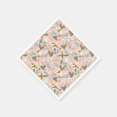 ピンク赤面ポインセチア冬クリスマス休日 スタンダードカクテルナプキン (角)