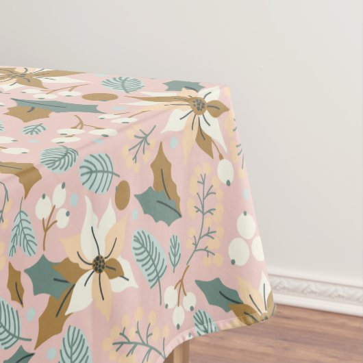 ピンク赤面ポインセチア冬クリスマス休日 テーブルクロス (インサイチュ)