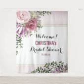 ピンク赤面マウヴフローラ背景 タペストリー (正面)