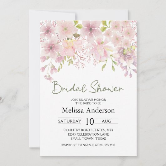 ピンク赤面マグノリアフローラエレガントブライダルシャワー (正面)