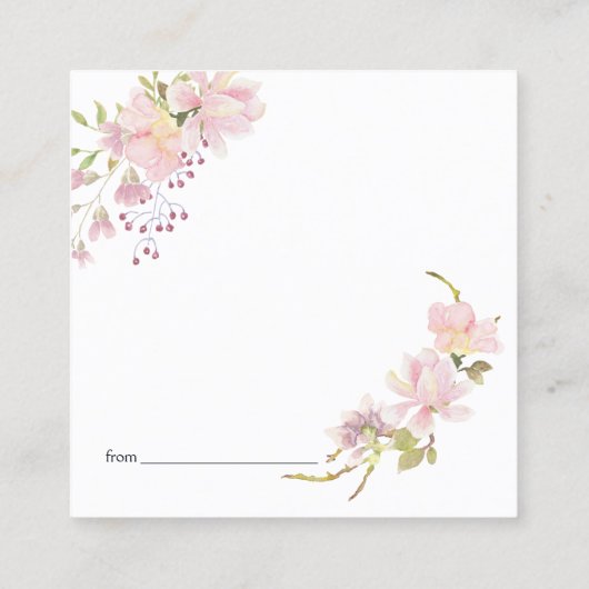 ピンク赤面マグノリアフローラデイトナイトカード スクエア名刺 (裏面)