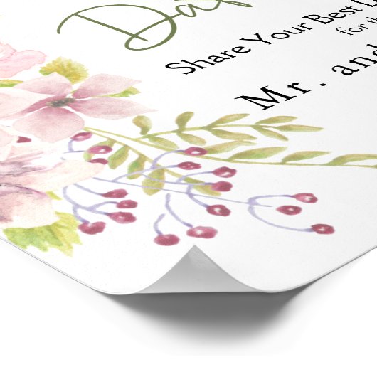 ピンク赤面マグノリアフローラデイトナイトサイン ポスター (角)