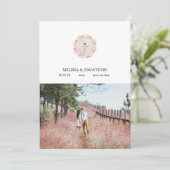 ピンク赤面マグノリアフローラ画像を追加する日付を保存 セーブザデート (スタンド正面)