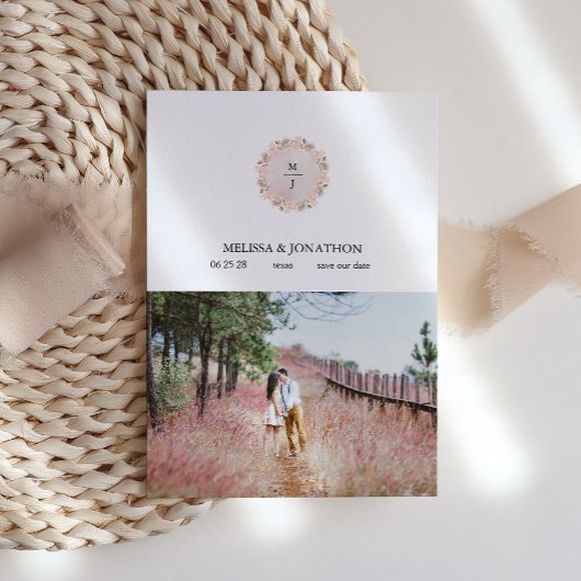 ピンク赤面マグノリアフローラ画像を追加する日付を保存 セーブザデート