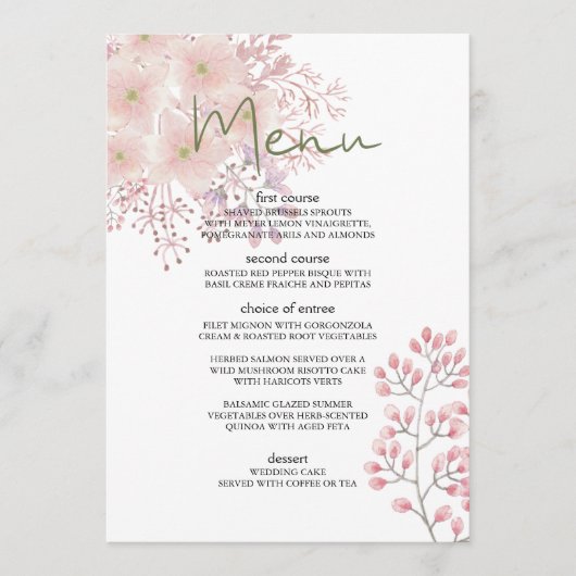 ピンク赤面マグノリア結婚フローラのメニュー メニュー (正面)