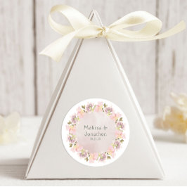 ピンク赤面マグノリア結婚フローラのラウンドステッカー ラウンドシール