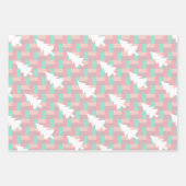 ピンク赤面ミント冬のクリスマスツリー誕生日の休日 ラッピングペーパーシート (正面3)