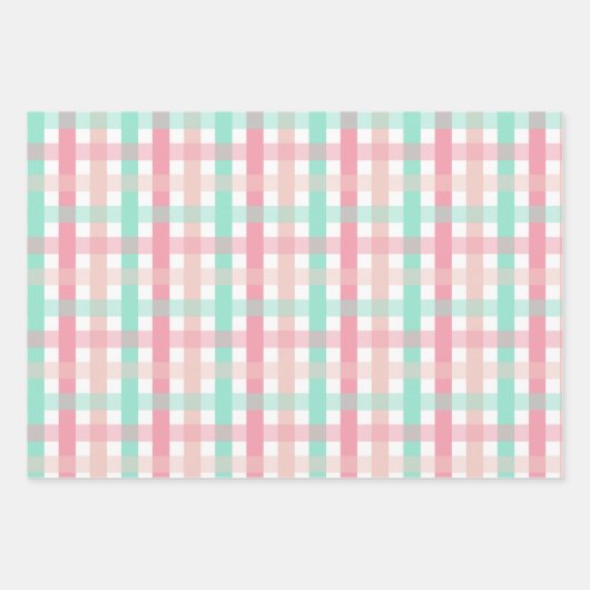 ピンク赤面ミント冬クリスマス誕生日の休日 ラッピングペーパーシート (正面2)