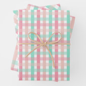 ピンク赤面ミント冬クリスマス誕生日の休日 ラッピングペーパーシート (インサイチュ)
