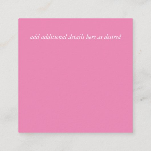 ピンク赤面ミント結婚詳細エンクロージャカード エンクロージャーカード (裏面)