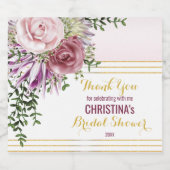 ピンク赤面ムーヴフローラ金ゴールド幾何学模様 スパークリングワインラベル (シングルラベル)