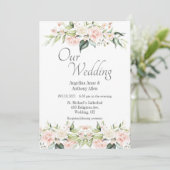 ピンク赤面ユーカリフローラ結婚式招待状 招待状 (スタンド正面)