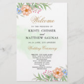 ピンク赤面ユーカリフローラ結婚式 プログラムカード (正面)