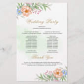 ピンク赤面ユーカリフローラ結婚式 プログラムカード (裏面)