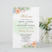 ピンク赤面ユーカリフローラ結婚式 プログラムカード (スタンド正面)