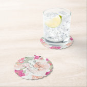 ピンク赤面ラズベリーウォーター色結婚フローラ ペーパーコースター (インサイチュ)