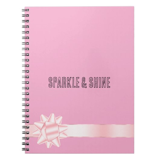 ピンク赤面リボン弓 ノートブック (正面)