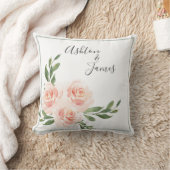 ピンク赤面ロマンチックな名前結婚Keepsake's クッション (ブランケット)