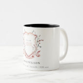 ピンク赤面ワイルドフラワーウォーターカラークレスト卒業 ツートーンマグカップ (正面右)