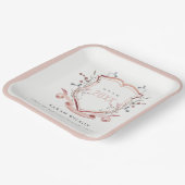 ピンク赤面ワイルドフラワーウォーターカラークレスト卒業 ペーパープレート (傾斜あり)