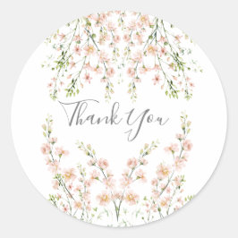 ピンク赤面ワイルドフラワーエレガントフローラありがとう ラウンドシール