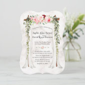 ピンク赤面ワイルド開花フラワーキャノピー結婚ズ 招待状 (スタンド正面)