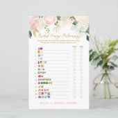 ピンク赤面及び金ゴールドブライダルシャワーゲーム印刷 (スタンド正面)