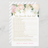 ピンク赤面及び金ゴールドブライダルシャワーゲーム印刷 (正面/裏面)