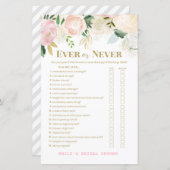 ピンク赤面及び金ゴールドブライダルシャワーゲーム印刷 (正面/裏面)