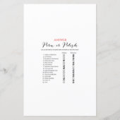 ピンク赤面及び金ゴールドブライダルシャワーゲーム印刷 (裏面)