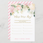 ピンク赤面及び金ゴールドブライダルシャワーゲーム印刷 (正面/裏面)