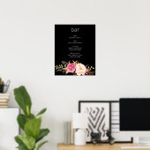 ピンク赤面咲きフローラバー標識 – 黒 ポスター (ホームオフィス)