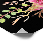 ピンク赤面咲きフローラバー標識 – 黒 ポスター (角)