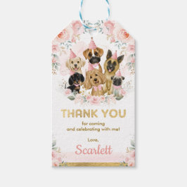 ピンク赤面子犬ガールベビーシャワーの好意 ギフトタグ