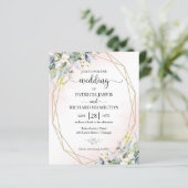 ピンク赤面幾何学予算結婚式招待状 (スタンド正面)