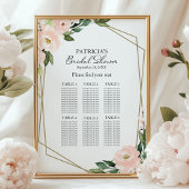 ピンク赤面幾何学的ブライダルシャワーシーティングチャート ポスター