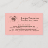 ピンク赤面手作りホビーペインタースケッチ 名刺 (裏面)