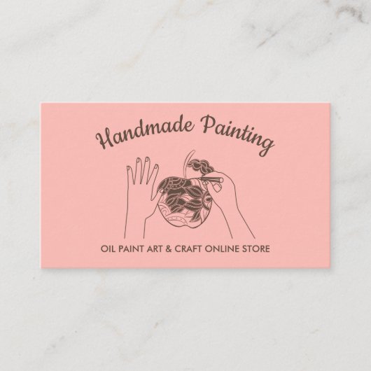 ピンク赤面手作りホビーペインタースケッチ 名刺 (正面)