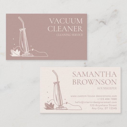 ピンク赤面掃除機の清掃係 名刺 (正面/裏面)